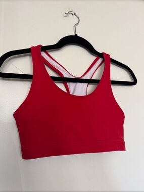 Red Racerback Sports Bra and Biker Shorts